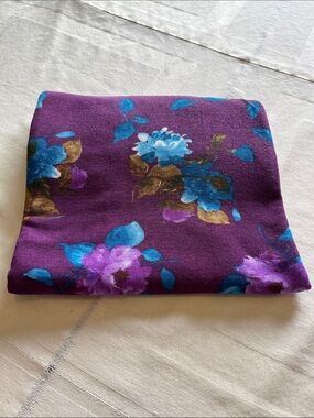 Floral Print In Purple With  Blue, Gold And White Accents Polyester Spandex 2Y